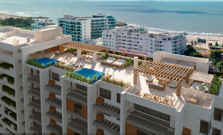 Vista de los apartamentos en venta en Cartagena de Basilio desde la terraza